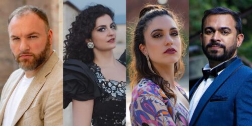 Foto dos quatro cantores do concerto Gala de ópera Italiana